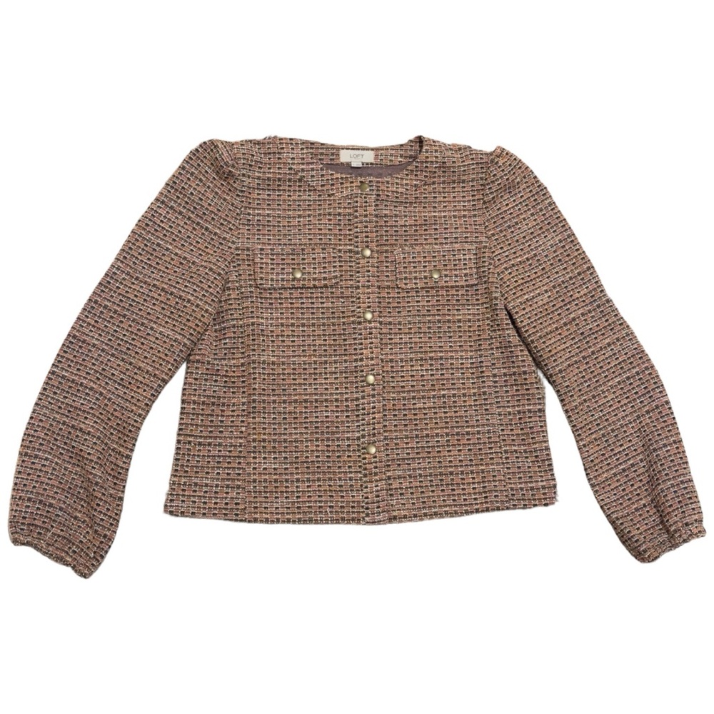 LOFT Outlet Collarless Bouclé Tweed Jacket – Size M